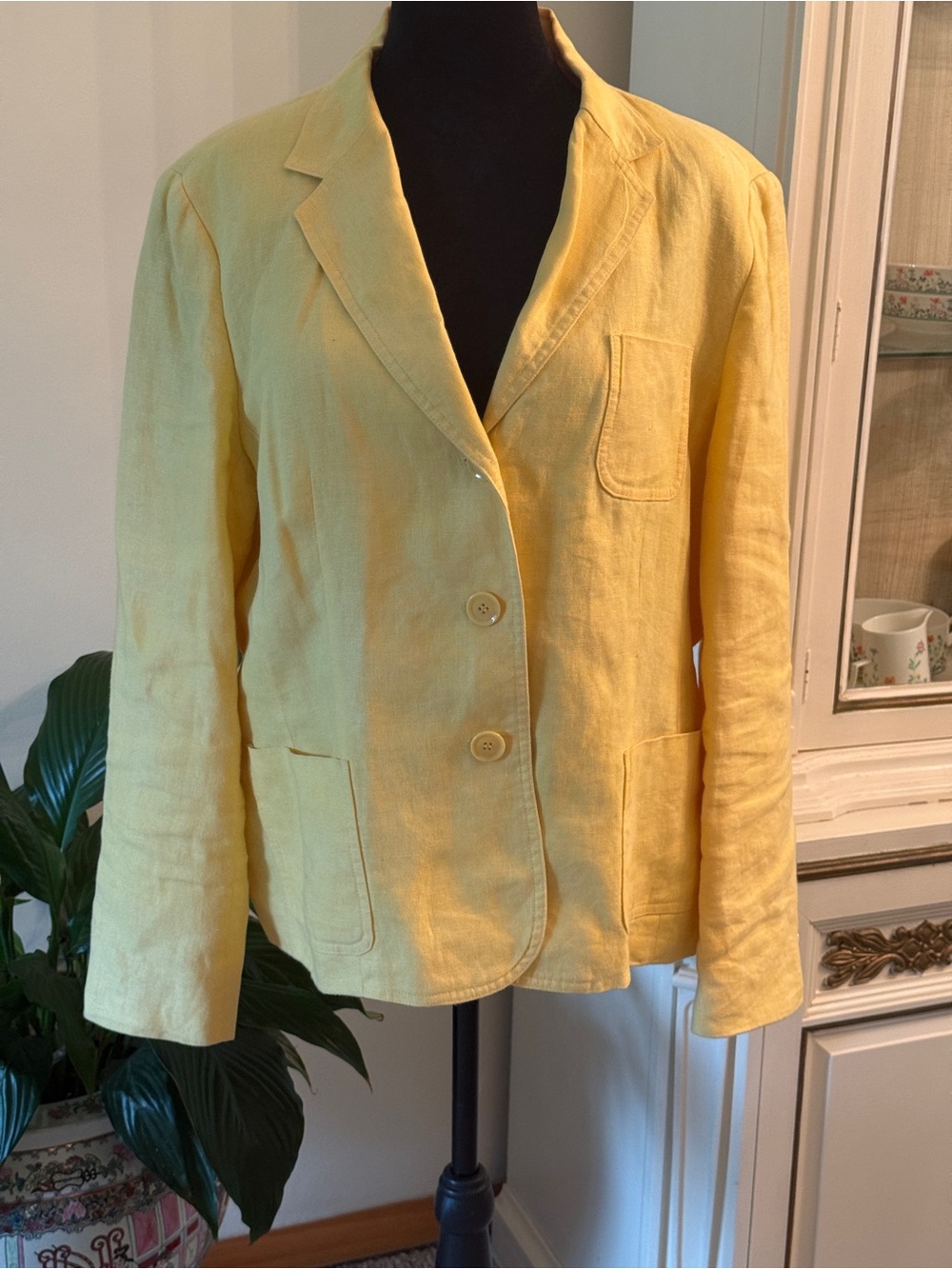 Talbots Yellow Linen Blazer Jacket